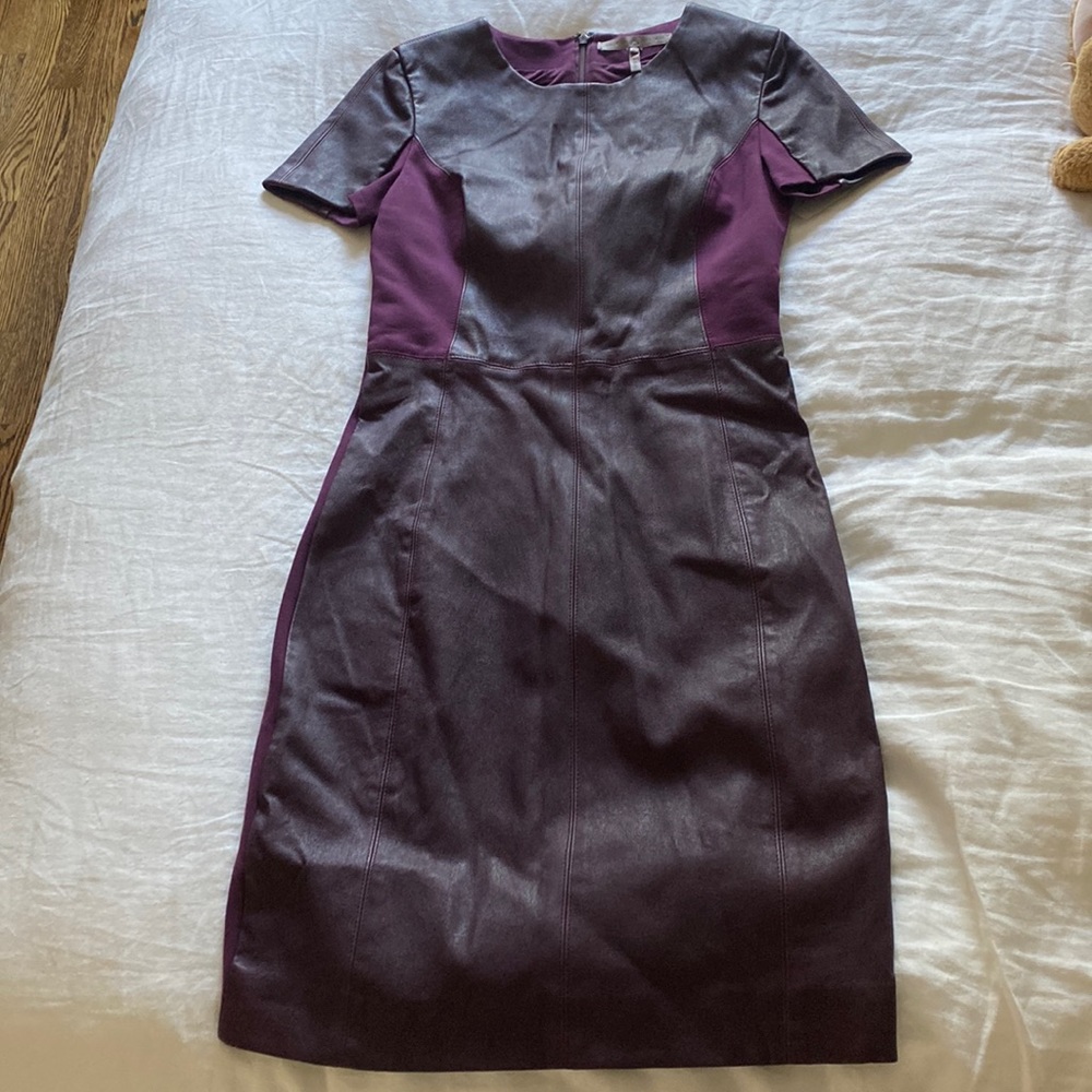 Leather Shift Dress by Halston Hertiage